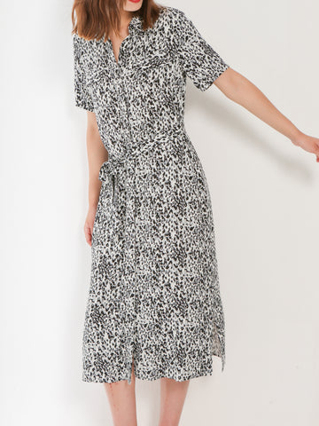 Leopard Print Midi Shirt Dress